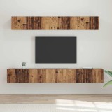 VidaXL Set dulap TV cu raft Pe perete cu depozitare cu ușă 5 pcs Lemn vechi Mediu Lemn compozit