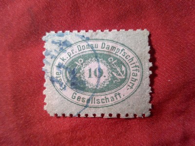 Timbru Austria 1867 Amenajarea Dunarii 10 kr verde stampilat foto