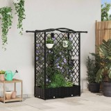 vidaXL Pat Ridicat cu Trellis și Acoperiș Negru 124 x 40 x 126 cm PP 42032533