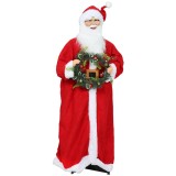 HOMCOM Figurină Moș Crăciun, Moș &icirc;n picioare, activare vocală, muzică festivă, brațe pliabile, 110 cm, roșu | Aosom Romania
