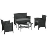Outsunny Set de Mobila de Gradina din Ratan PE cu Canapea | Aosom Romania