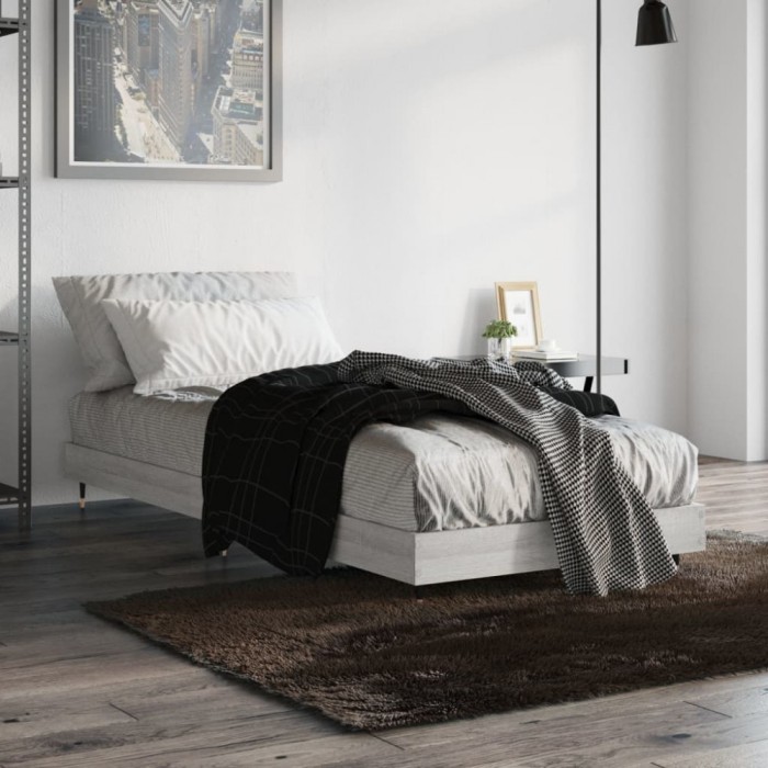 vidaXL Cadru de pat, gri sonoma, 75x190 cm, lemn prelucrat 832211