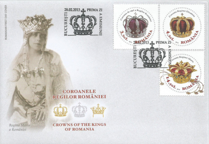 |Romania, LP 1970/2013, Coroanele Regilor Romaniei, FDC