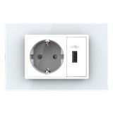 Livolo priză dublă modulară + USB &icirc;ncastrată, sticlă, alb