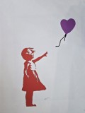 Banksy - Girl with baloon (Purple), litografie originala