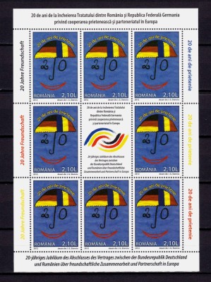 ✅RO 2012 ,LP 1955 ,&amp;quot;20 ani - tratatul cu R.F. Germania &amp;quot;, serie minicoala de 8 marci + vinieta ,MNH foto