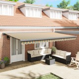 vidaXL Marchiză retractabilă automată verde și galben 500x300 cm