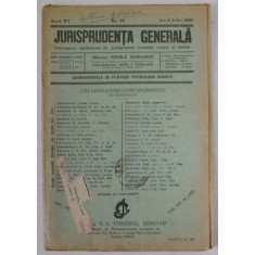 JURISPRUDENTA GENERALA , PUBLICATIUNE SAPTAMANALA DE JURISPRUDENTA ...ANUL XV , NR. 25 , JOI 8 IULIE , 1937