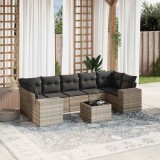 vidaXL Set mobilier de grădină cu perne, 8 piese gri deschis poliratan 3254679
