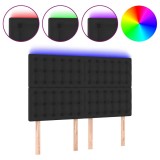 Cumpara ieftin Tablie de pat cu LED, negru, 144x5x118/128 cm, piele ecologica