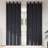 Draperii opace cu ocheți, 2 buc., gri &icirc;nchis, catifea