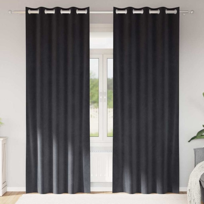 vidaXL Draperii opace cu ocheți, 2 buc., gri &icirc;nchis, catifea