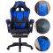 Scaun ergonomic de gaming, tetiera, suport retractabil picioare, sport lombar, inaltime reglabila, negru, albastru, RESIGILAT