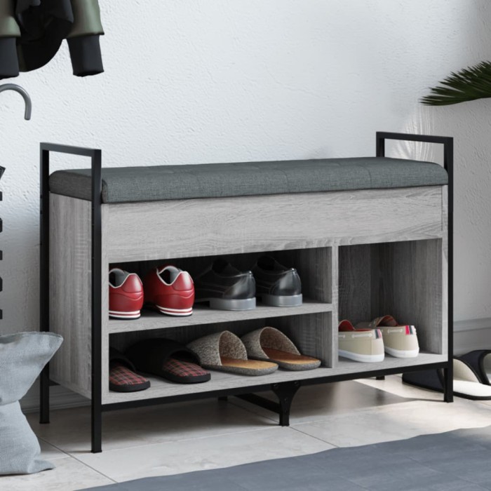 vidaXL Bancă de pantofi, gri sonoma, 85,5x32x57,5 cm, lemn prelucrat 835210