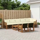 Cumpara ieftin Set de canapele de exterior 9 buc. 8-Locuri Natural si Crem