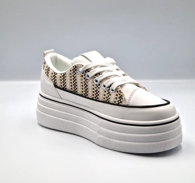 Tenisi dama cu platforma low-top, Alb - 39 foto