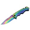 Briceag Vanatoare IdeallStore&reg; Rainbow Madness, Otel Inoxidabil, 21.5cm, Multicolor, Taietor Centura, Spargator Geam