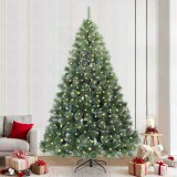 vidaXL Brad de Crăciun artificial cu 300 LED Verde 240 cm PE și PVC 3397870