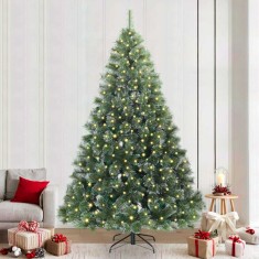 Brad de Craciun artificial cu 300 LED Verde 240 cm PE si PVC foto
