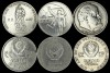 Lot 3 Monede Rusia URSS 1 Rubla Comemorative: 1965, 1967, 1970 - Aniversare Victorie, Revolutie, Lenin