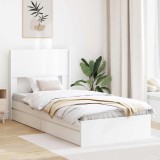 vidaXL Cadru de pat cu depozitare și tăblie Alb 75 x 190 cm 3414425