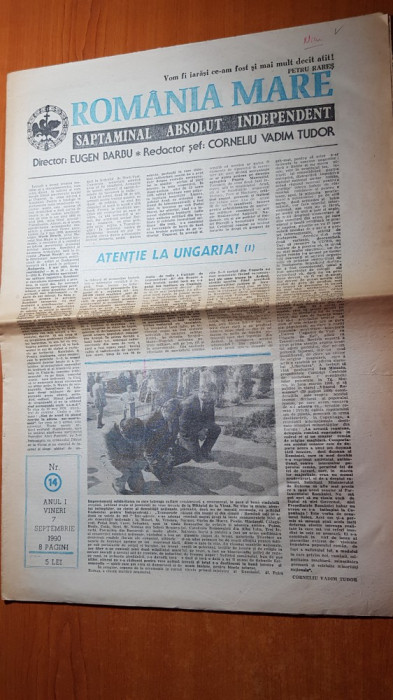 ziarul romania mare 7 septembrie 1990 -articolul &quot; atentie la ungaria &quot;
