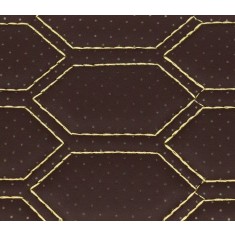 Material piele eco Maro cu gaurele model hexagon / cusatura Bej