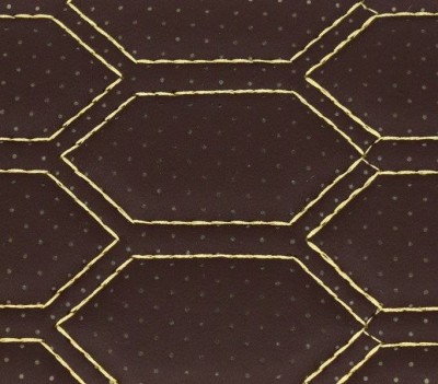 Material piele eco Maro cu gaurele model hexagon / cusatura Bej foto