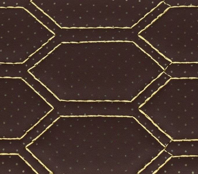 Material piele eco Maro cu gaurele model hexagon / cusatura Bej