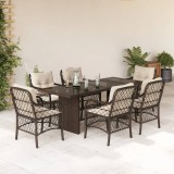 VidaXL Set mobilier de grădină cu perne, 7 piese, maro, poliratan