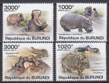 Burundi - FAUNA AFRICANA - HIPOPOTAMI - MNH, Nestampilat