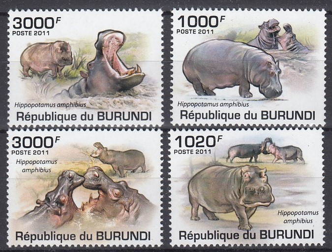 Burundi - FAUNA AFRICANA - HIPOPOTAMI - MNH