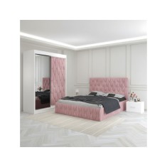 Dormitor Eric Roz Cu Dulap Tapitat 140x200cm