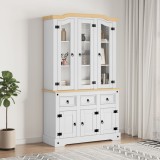 Gossi dulap inalt corona, alb, 112x43x196 cm, lemn masiv pin mexican
