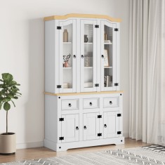Gossi dulap inalt corona, alb, 112x43x196 cm, lemn masiv pin mexican