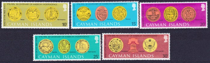 DB1 Bicentenar Independenta SUA 1976 Cayman Ins. 5 v. MNH