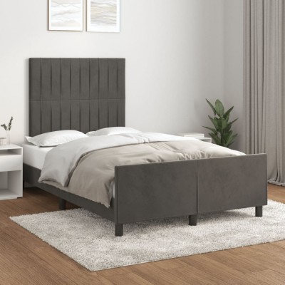vidaXL Cadru de pat fără saltea Gri &amp;icirc;nchis 120x190 cm catifea 3270591 foto