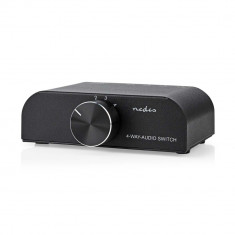 Comutator audio analogic Nedis, 3x RCA Stereo mama - 1x RCA Stereo mama + iesire casti, negru