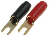 Terminal Furcă M4 4mm2 Aurit Izolat Negru Roșu