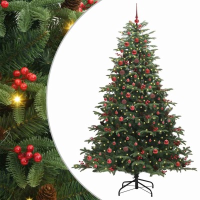 vidaXL Brad de Crăciun artificial Verde 210 cm PVC și metal și plastic 3395559 foto