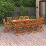 vidaXL Set mobilier de grădină 11 piese 220x90x75cm, lemn masiv acacia 3086987