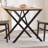 Masă Bucătărie VidaXL, Cadru X, 80x80x75.5cm, Lemn Masiv Pin, Oțel, Maro, Blat Robust, Stil Rustic