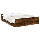 VidaXL Cadru de pat cu sertare stejar fumuriu 160x200cm lemn prelucrat 3280283