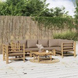 vidaXL Set mobilier de grădină cu perne gri taupe, 7 piese, bambus 3155141