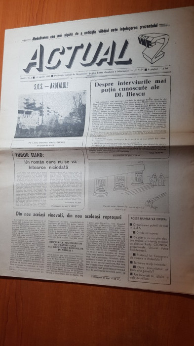 ziarul actual 3-9 aprilie 1990- anul 1,nr. 2 -interviurile lui iliescu