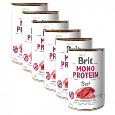 Conservă Brit Mono Protein Beef, 6 x 400 g