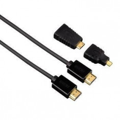 Cablu HDMI Hama HS Eth,1.5m cu 2 adaptoare Negru foto
