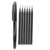Set Pix Negru cu Radiera 0.7mm + 6 Rezerve - Pix Stergere Usoara, Cerneala Termosensibila