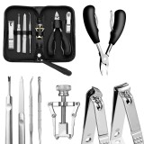 Cumpara ieftin Set profesional manichiura si pedichiura 8 piese, otel inoxidabil, trusa eleganta din piele ecologica, pentru unghii, cuticule si ingrijire personala,