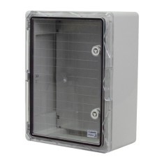 Cutie distributie IP65 din ABS gri, usa transparenta, placa metalica, 300x400x170 mm PP3014